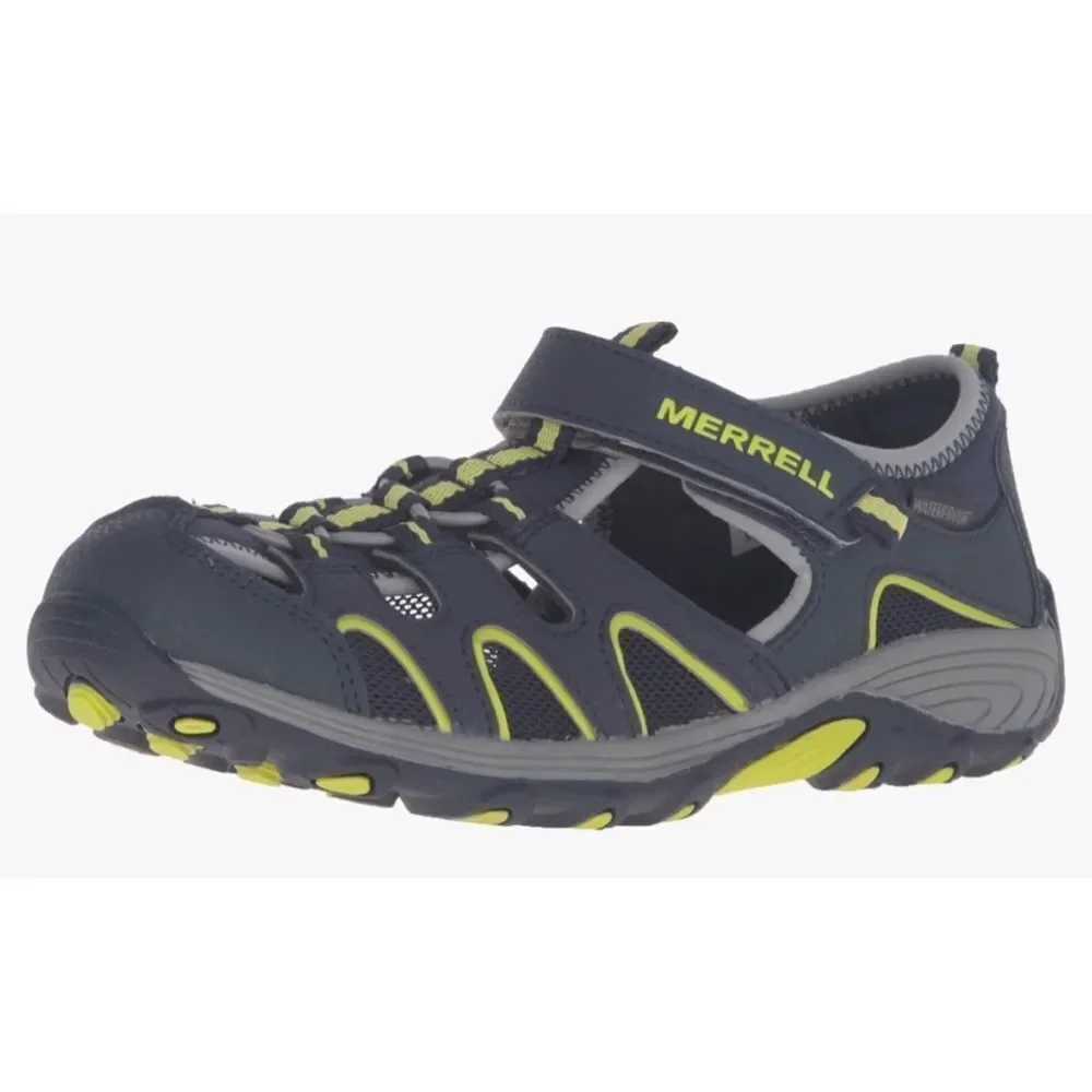 Merrell Kids Hydro H2O Hiker Sport Sandals Navy Lime Mesh Leather Sz 3